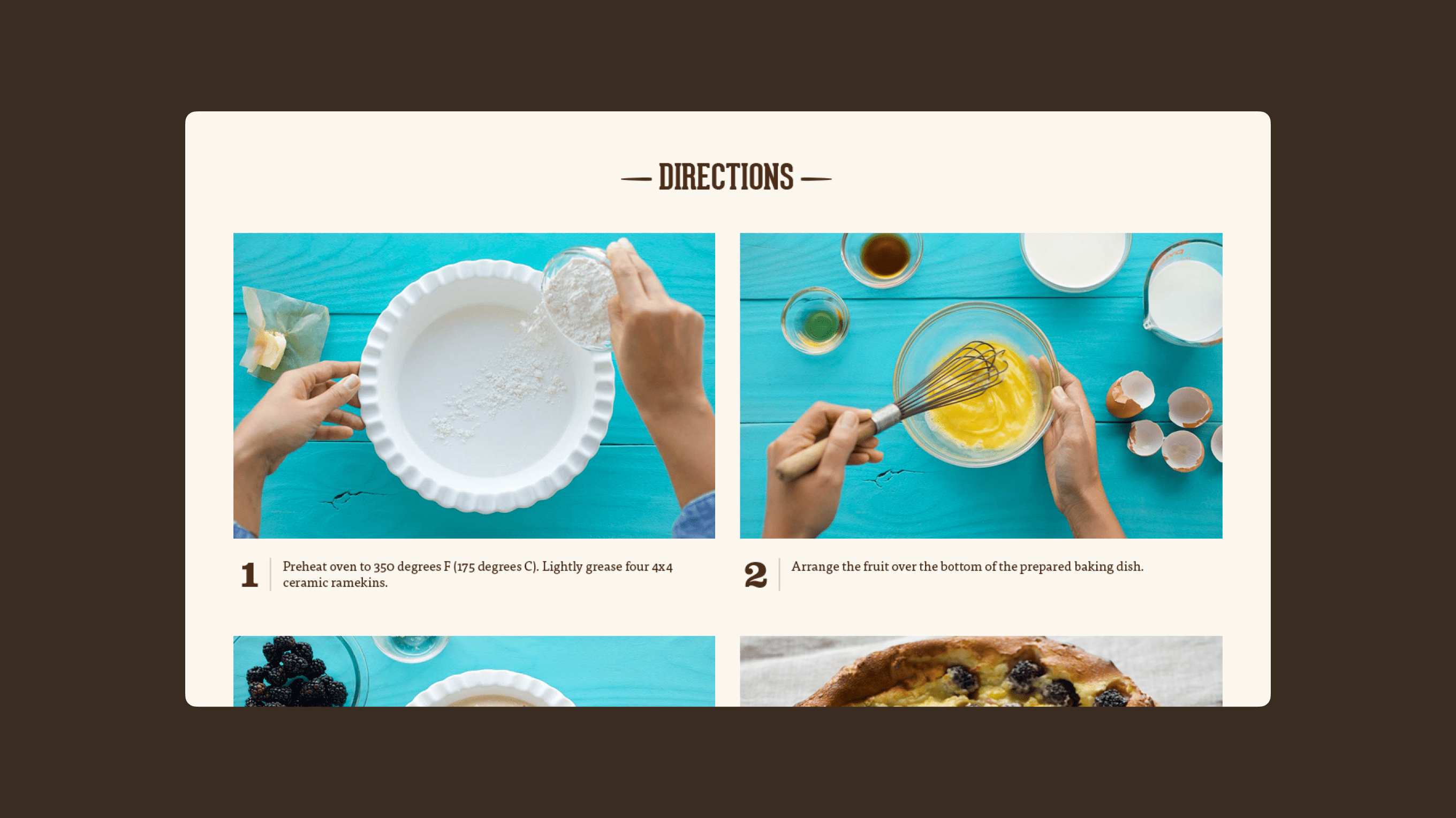 Recipe page instructions section