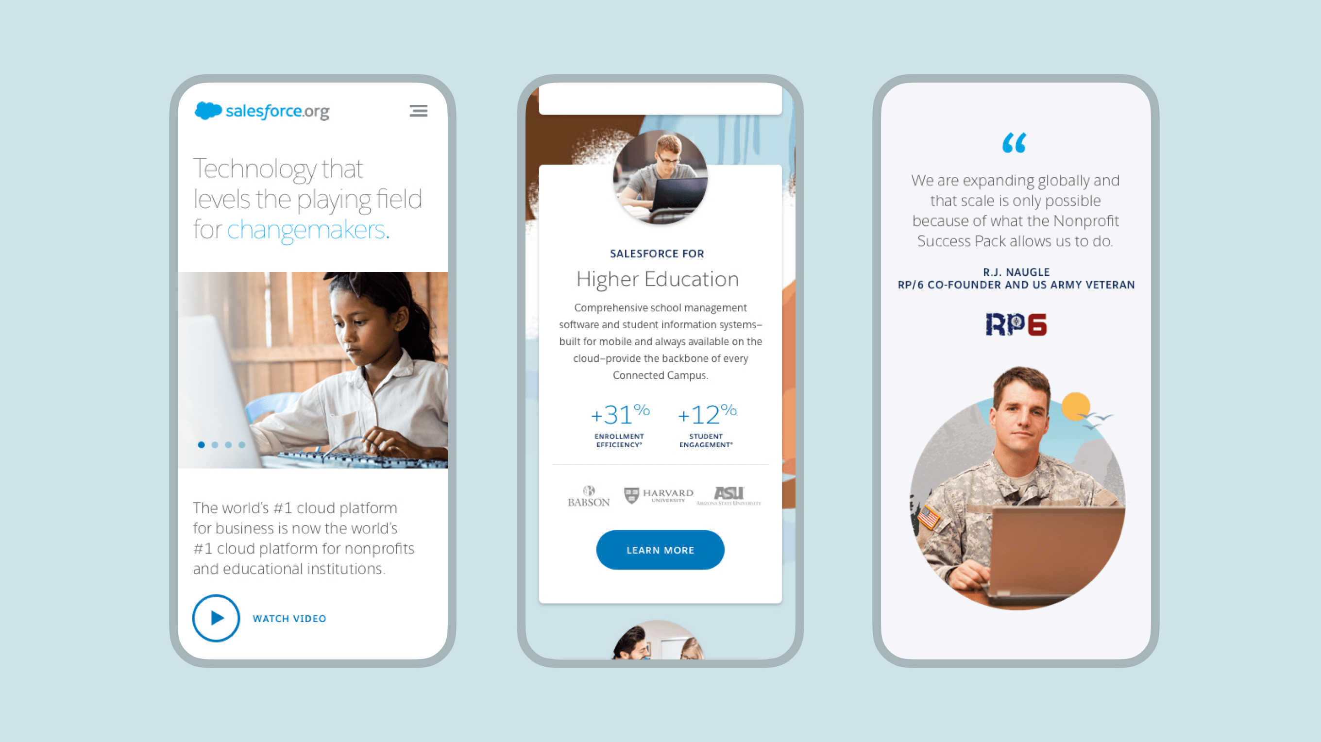 Salesforce.org home page mobile